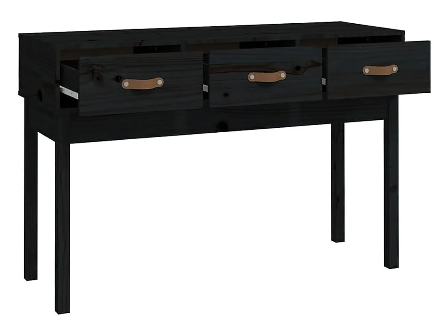 Mesa consola madera maciza de pino negro 114x40x75 cm