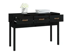 Mesa consola madera maciza de pino negro 114x40x75 cm