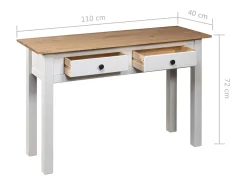 Mesa consola madera maciza pino Panamá blanco 110x40x72cm