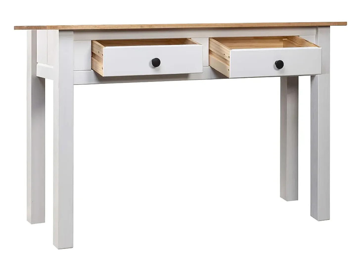 Mesa consola madera maciza pino Panamá blanco 110x40x72cm