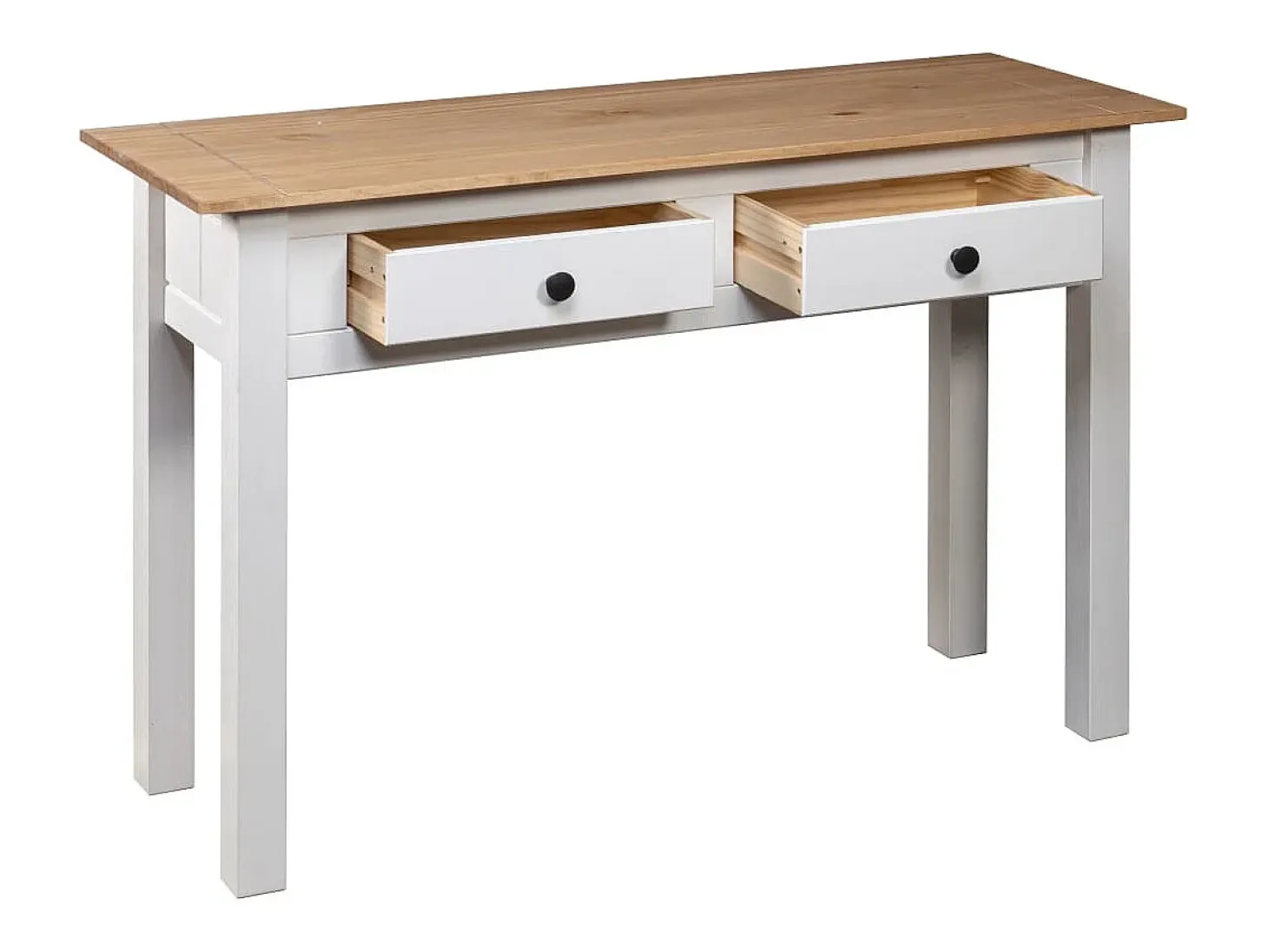Mesa consola madera maciza pino Panamá blanco 110x40x72cm
