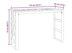 Mesa consola madera maciza de teca 110x35x75 cm