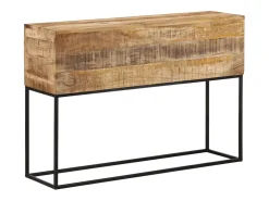 Mesa consola madera maciza mango rugosa y hierro 110x30x75 cm