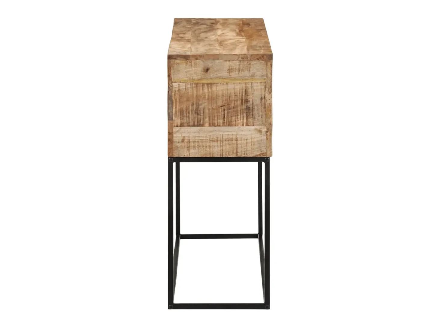 Mesa consola madera maciza mango rugosa y hierro 110x30x75 cm