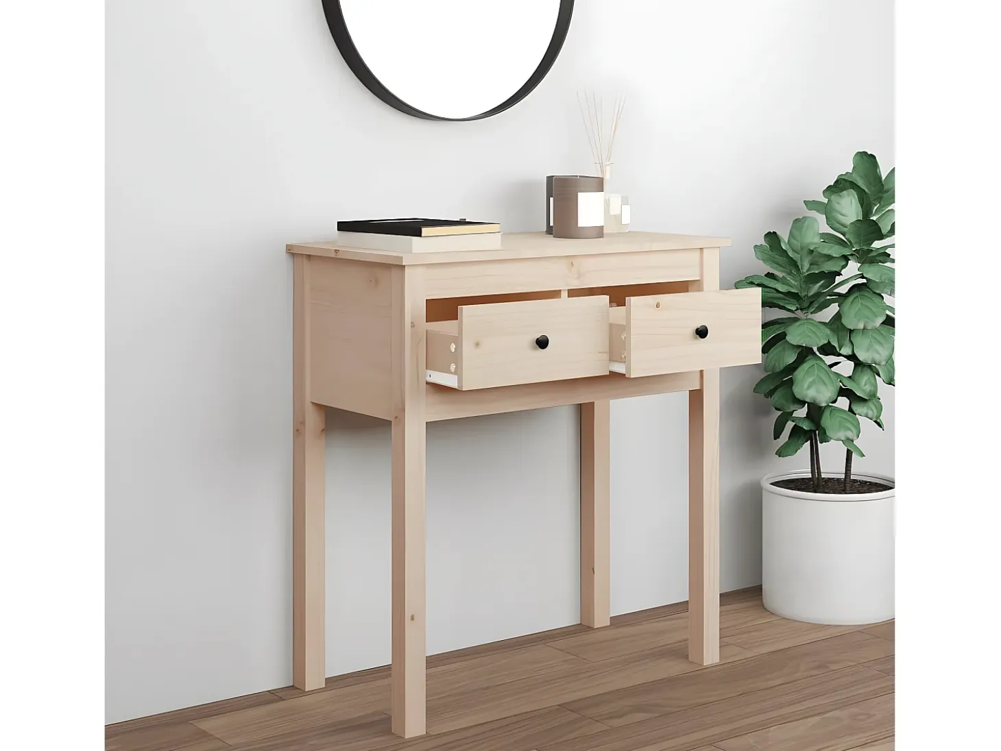 Mesa consola madera maciza de pino 70x35x75 cm ES553043