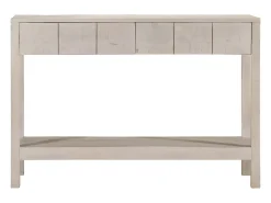 Mesa consola madera maciza de mango blanco 110x35x75 cm ES462660