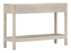 Mesa consola madera maciza de mango blanco 110x35x75 cm