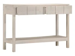 Mesa consola madera maciza de mango blanco 110x35x75 cm