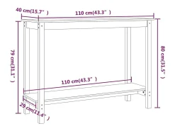Mesa consola madera maciza de pino 110x40x80 cm