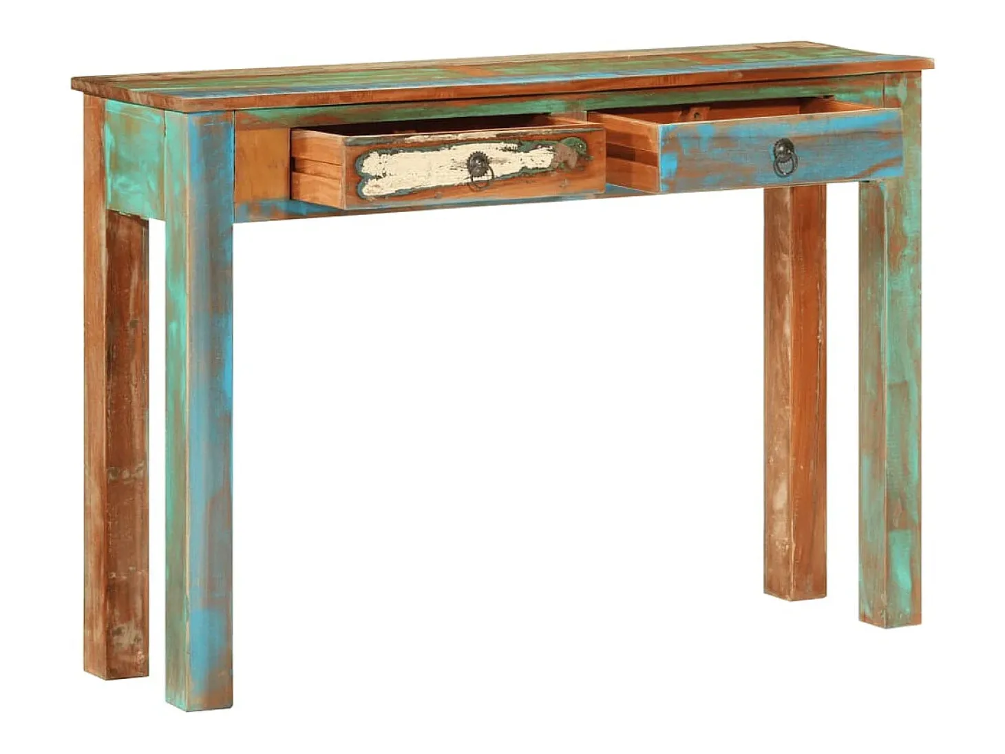 Mesa consola madera maciza reciclada 110x30x75 cm