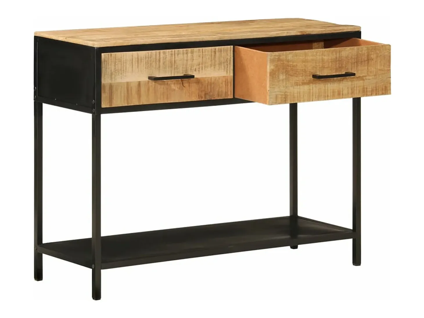 Mesa consola madera maciza de mango y hierro 100x35x76 cm
