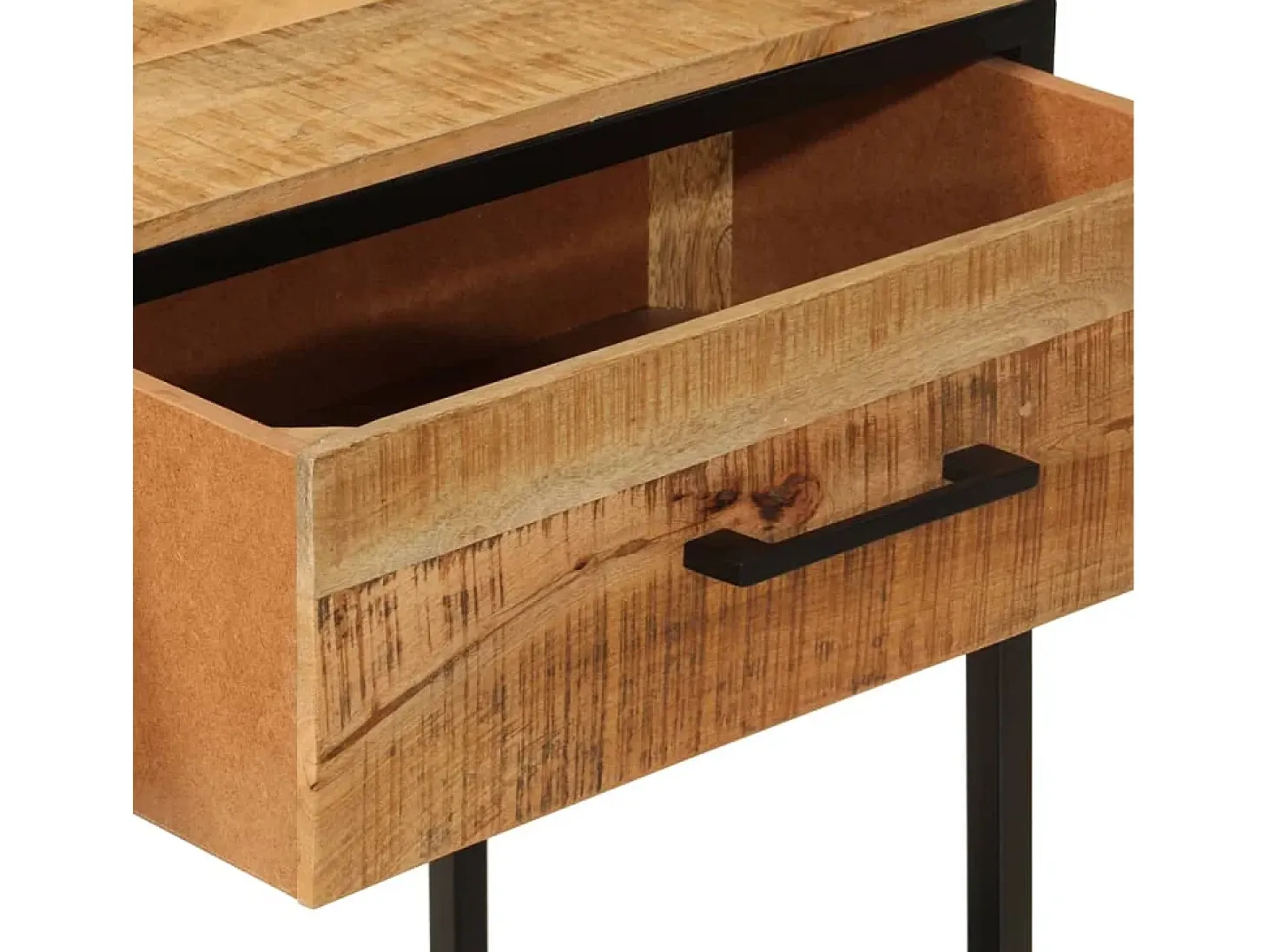 Mesa consola madera maciza de mango y hierro 100x35x76 cm