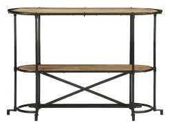 Mesa consola madera maciza de mango rugosa 110x42x76 cm