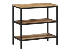 Mesa consola madera maciza de mango rugosa 70x35x70 cm