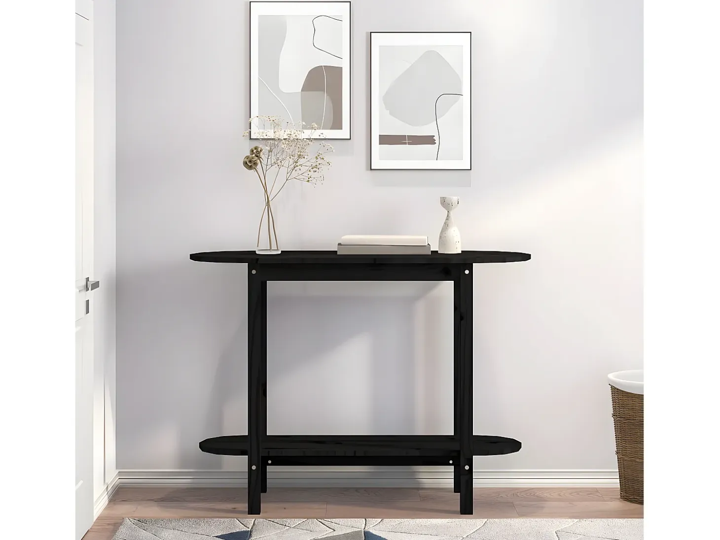 Mesa consola madera maciza de pino negro 110x40x80 cm ES479830