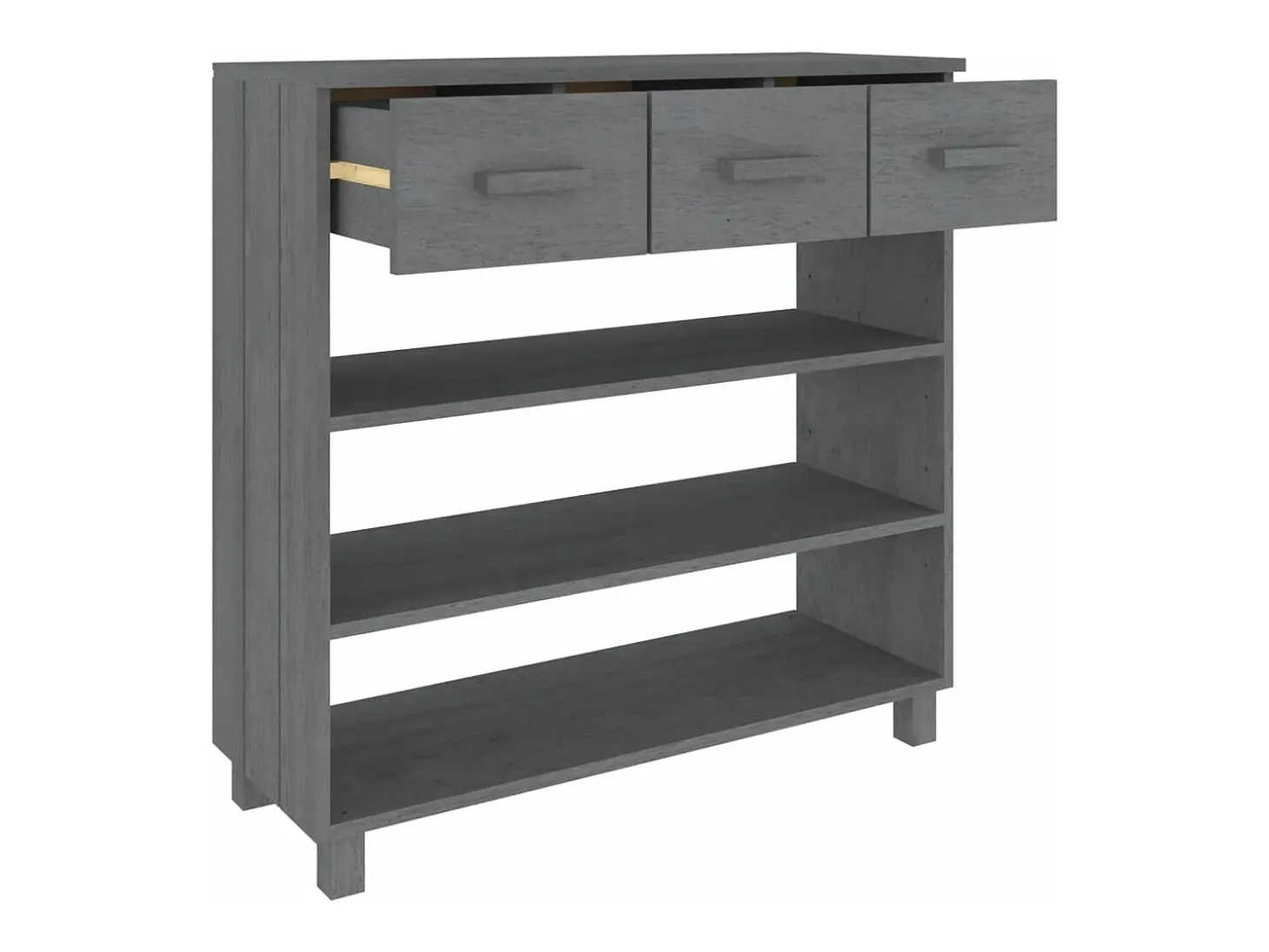 Mesa consola madera maciza de pino gris oscuro 90x35x90 cm
