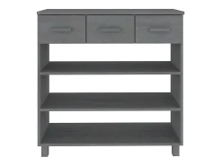 Mesa consola madera maciza de pino gris oscuro 90x35x90 cm