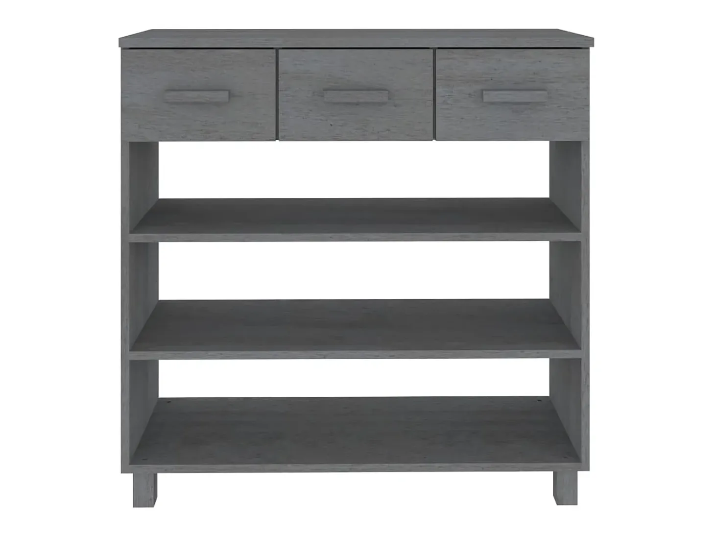 Mesa consola madera maciza de pino gris oscuro 90x35x90 cm