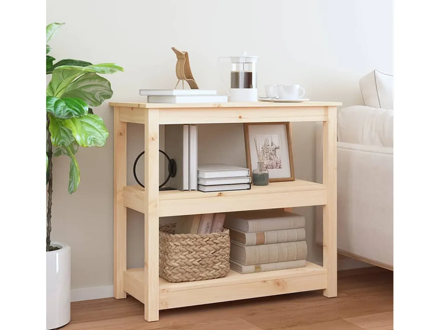 Mesa consola madera maciza de pino 80x40x74 cm