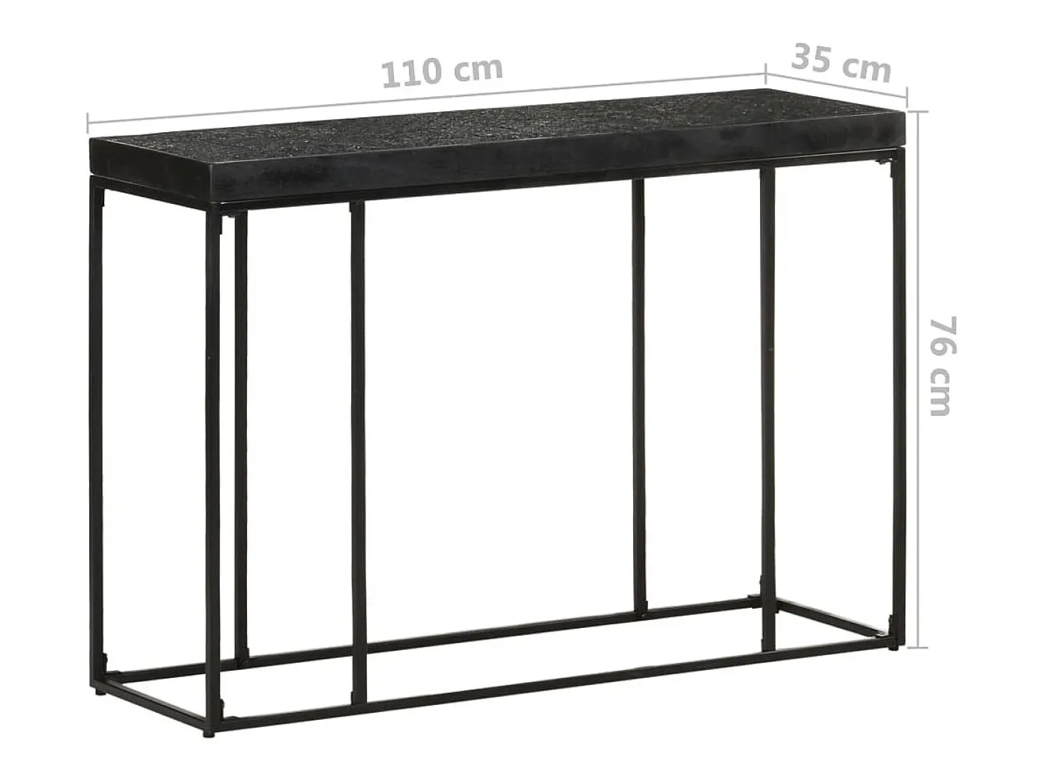 Mesa consola madera maciza de acacia y mango negro 110x35x76 cm