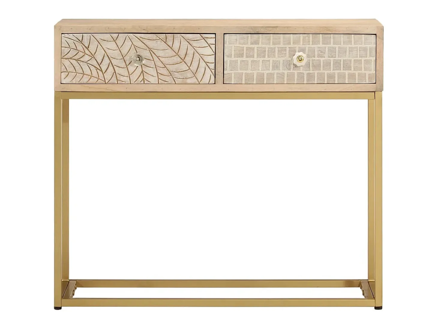 Mesa consola madera maciza de mango y hierro 90x30x76 cm ES701885