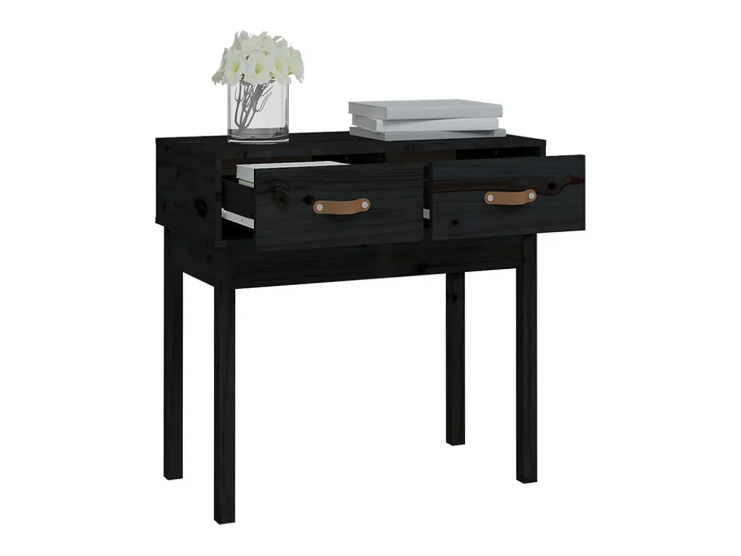 Mesa consola madera maciza de pino negro 76,5x40x75 cm