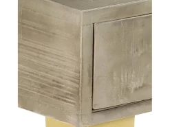 Mesa consola madera maciza de mango con latón gris 110x35x76 cm