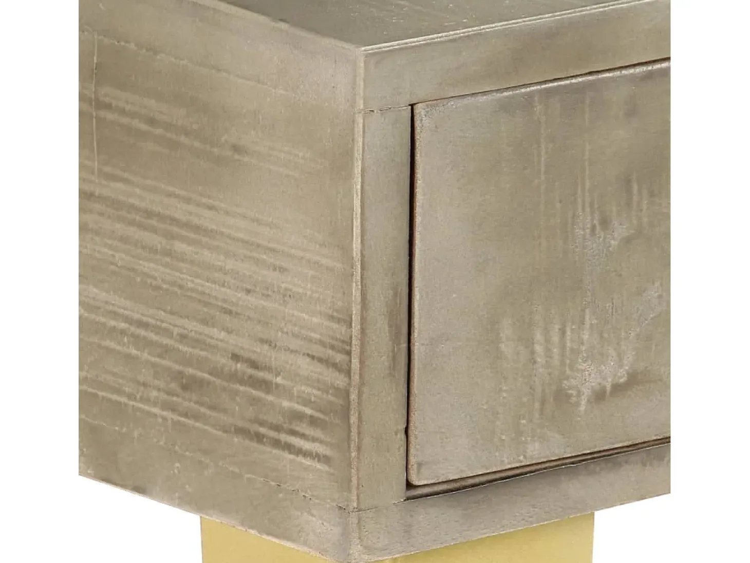 Mesa consola madera maciza de mango con latón gris 110x35x76 cm