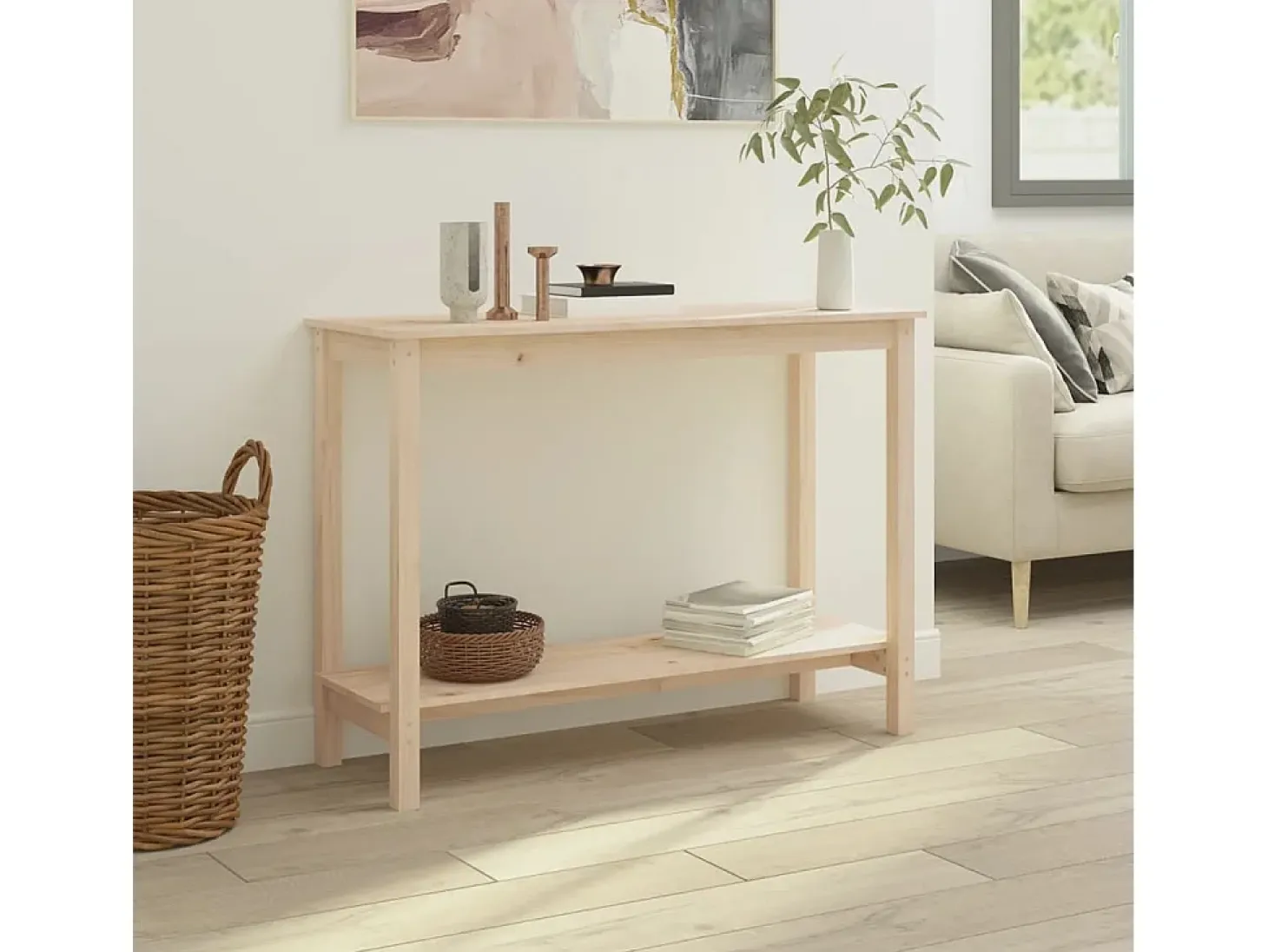 Mesa consola madera maciza de pino 110x40x80 cm