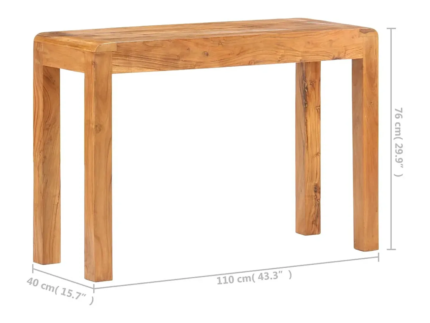 Mesa consola madera maciza de acacia acabado miel 110x40x76 cm