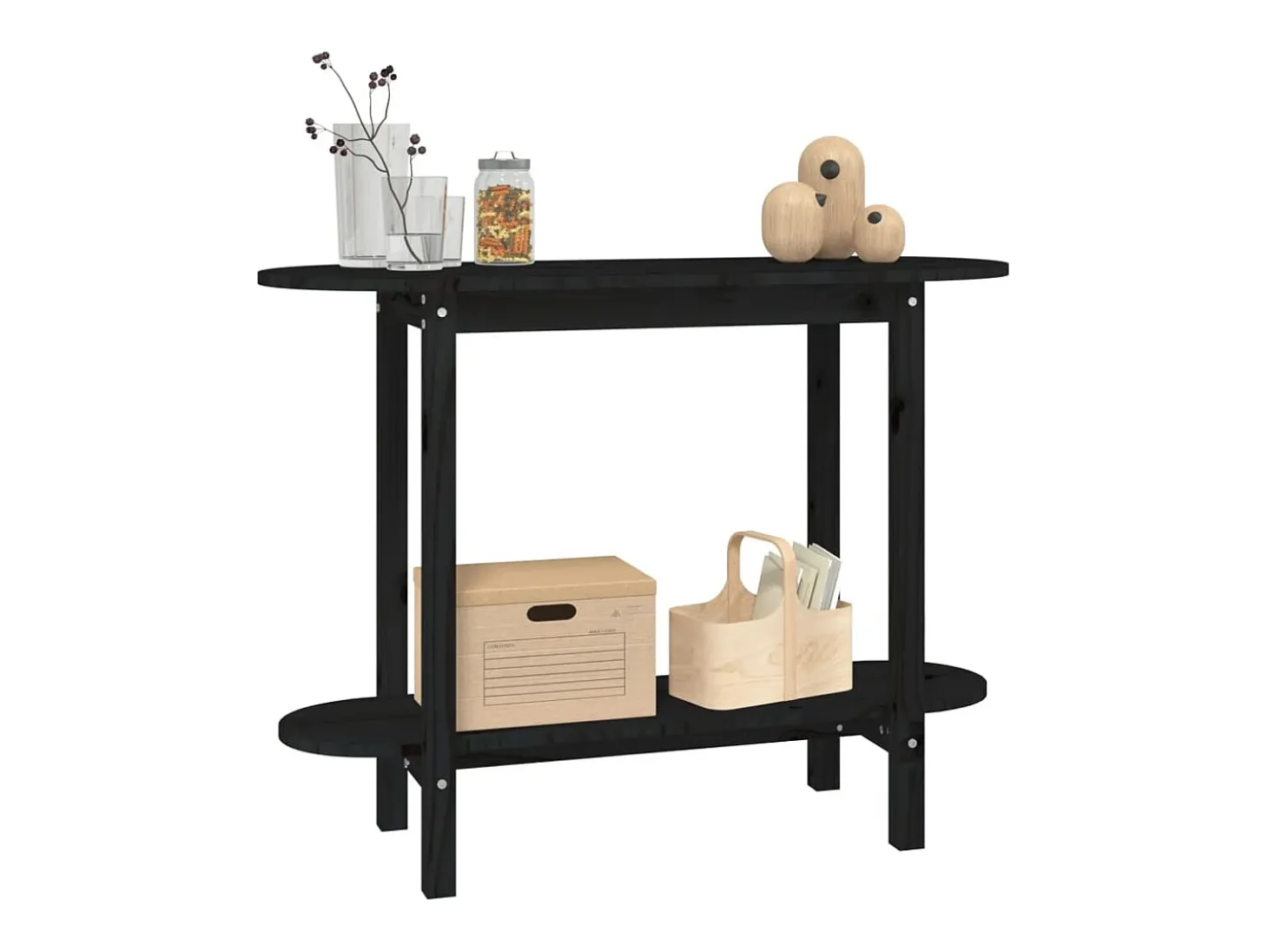 Mesa consola madera maciza de pino negro 110x40x80 cm