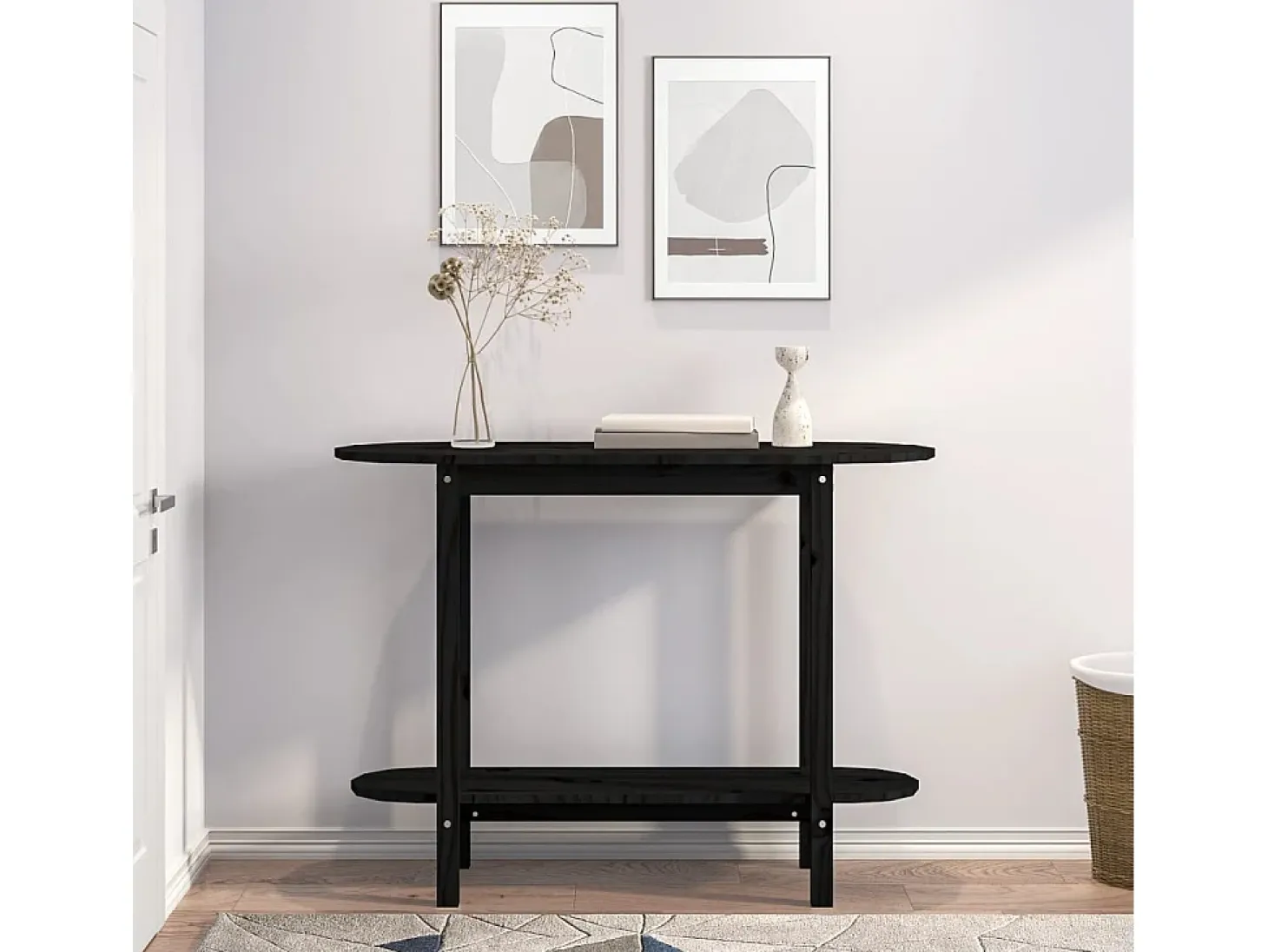 Mesa consola madera maciza de pino negro 110x40x80 cm