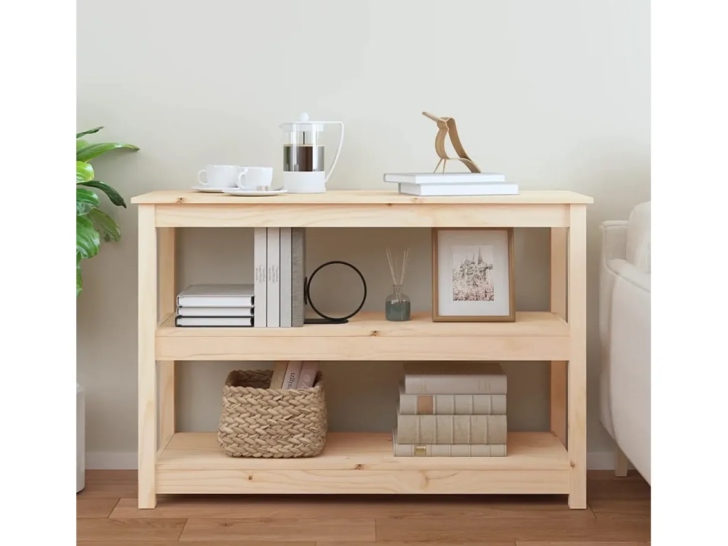 Mesa consola madera maciza de pino 110x40x74 cm