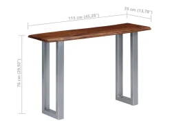 Mesa consola madera maciza de acacia y hierro 115x35x76 cm