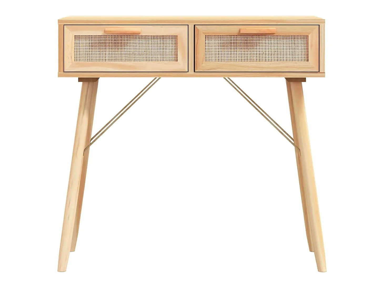 Mesa consola madera pino maciza ratán natural marrón 80x30x75cm ES285177