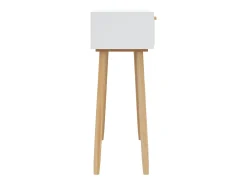 Mesa consola madera pino maciza blanco ratán natural 80x30x75cm
