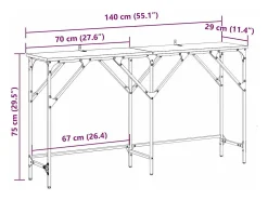 Mesa Consola Madera vieja 140 x 29 x 75 cm Madera contrachapada