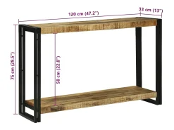 Mesa Consola Marrón 120 x 33 x 75 cm Madera de mango maciza