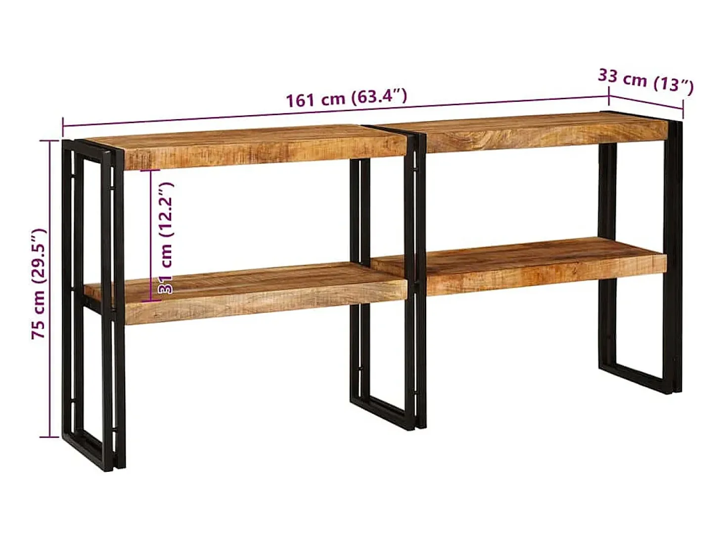 Mesa Consola Marrón 160 x 33 x 75 cm Madera de mango maciza