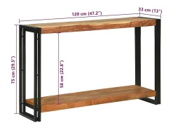 Mesa Consola Marrón 120 x 33 x 75 cm madera maciza de acacia