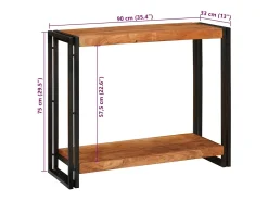 Mesa Consola Marrón 90 x 33 x 75 cm madera maciza de acacia