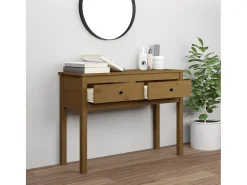 Mesa consola marrón miel 100x35x75 cm madera maciza de pino
