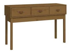 Mesa consola marrón miel 114x40x75 cm madera maciza de pino