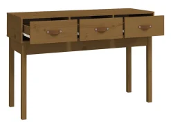 Mesa consola marrón miel 114x40x75 cm madera maciza de pino