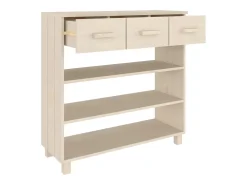 Mesa consola marrón miel 90x35x90 cm madera maciza de pino