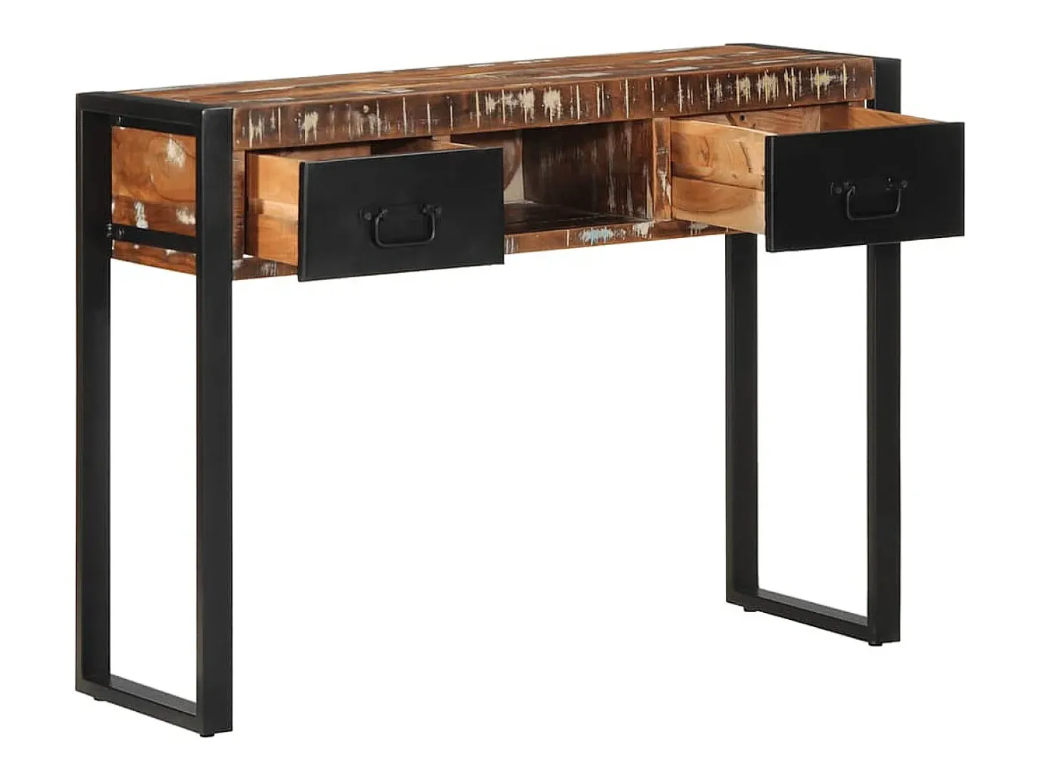 Mesa consola multicolor madera maciza reciclada 100x35x75 cm