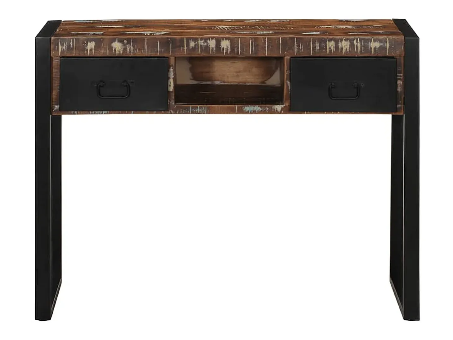Mesa consola multicolor madera maciza reciclada 100x35x75 cm