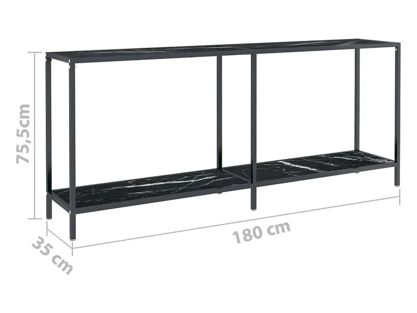 Mesa consola negra 180x35x75,5 cm Cristal templado