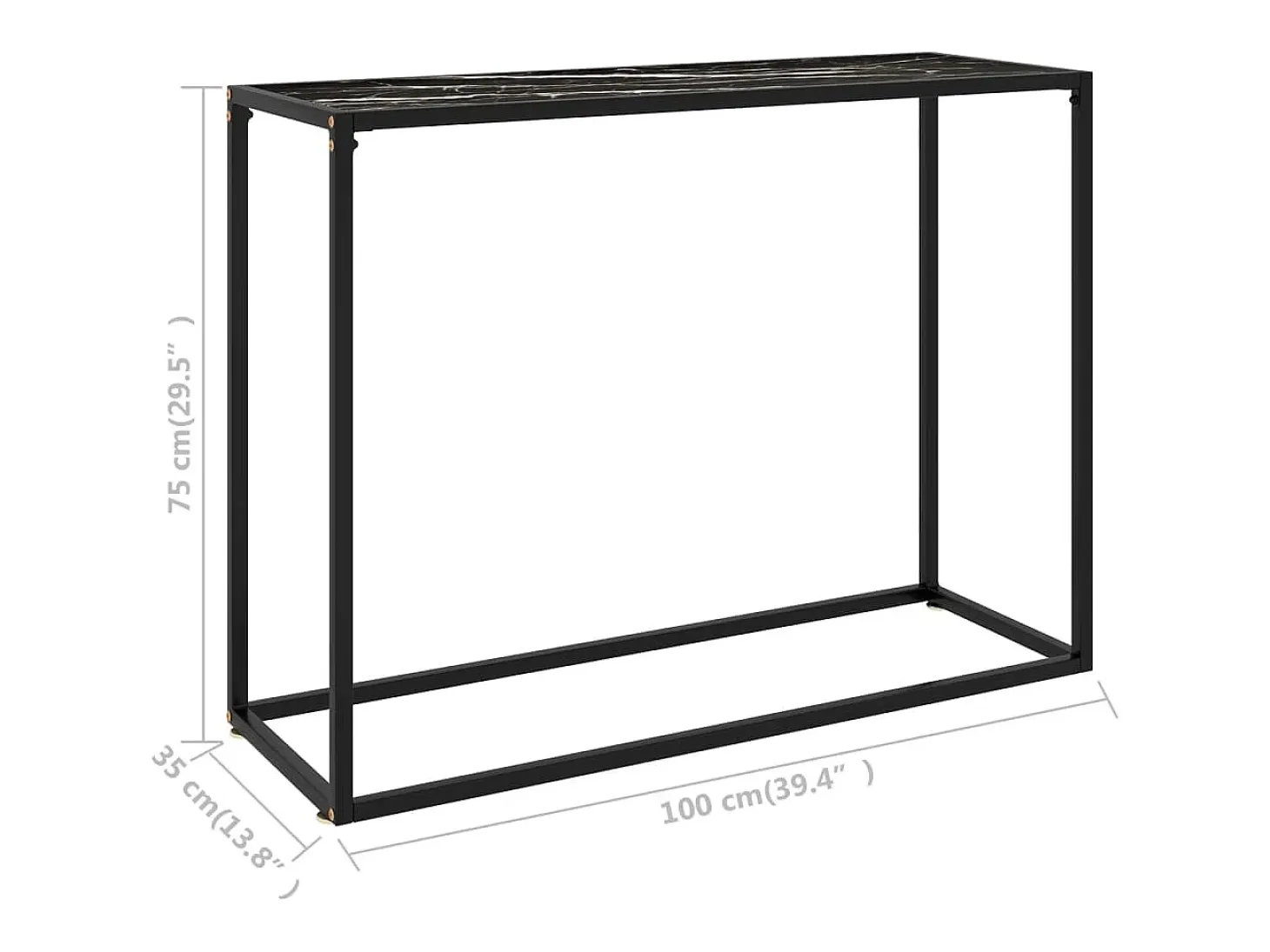 Mesa consola negra 100x35x75 cm Cristal templado