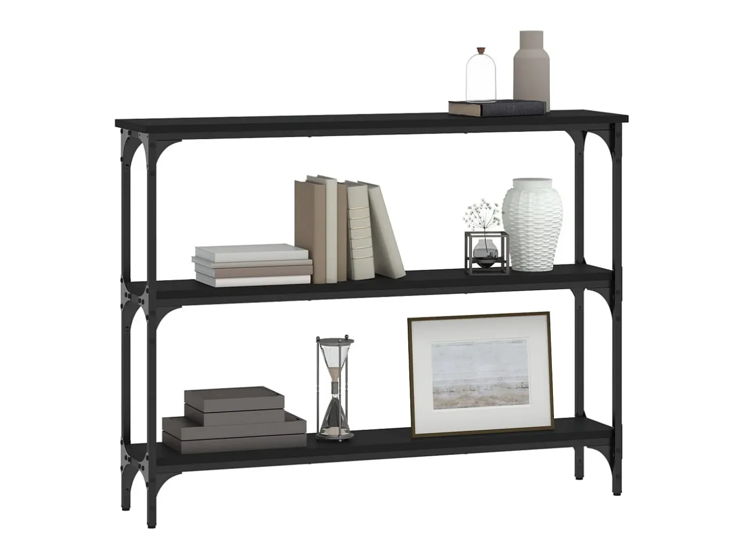 Mesa consola negra 100x22,5x75 cm madera de ingeniería
